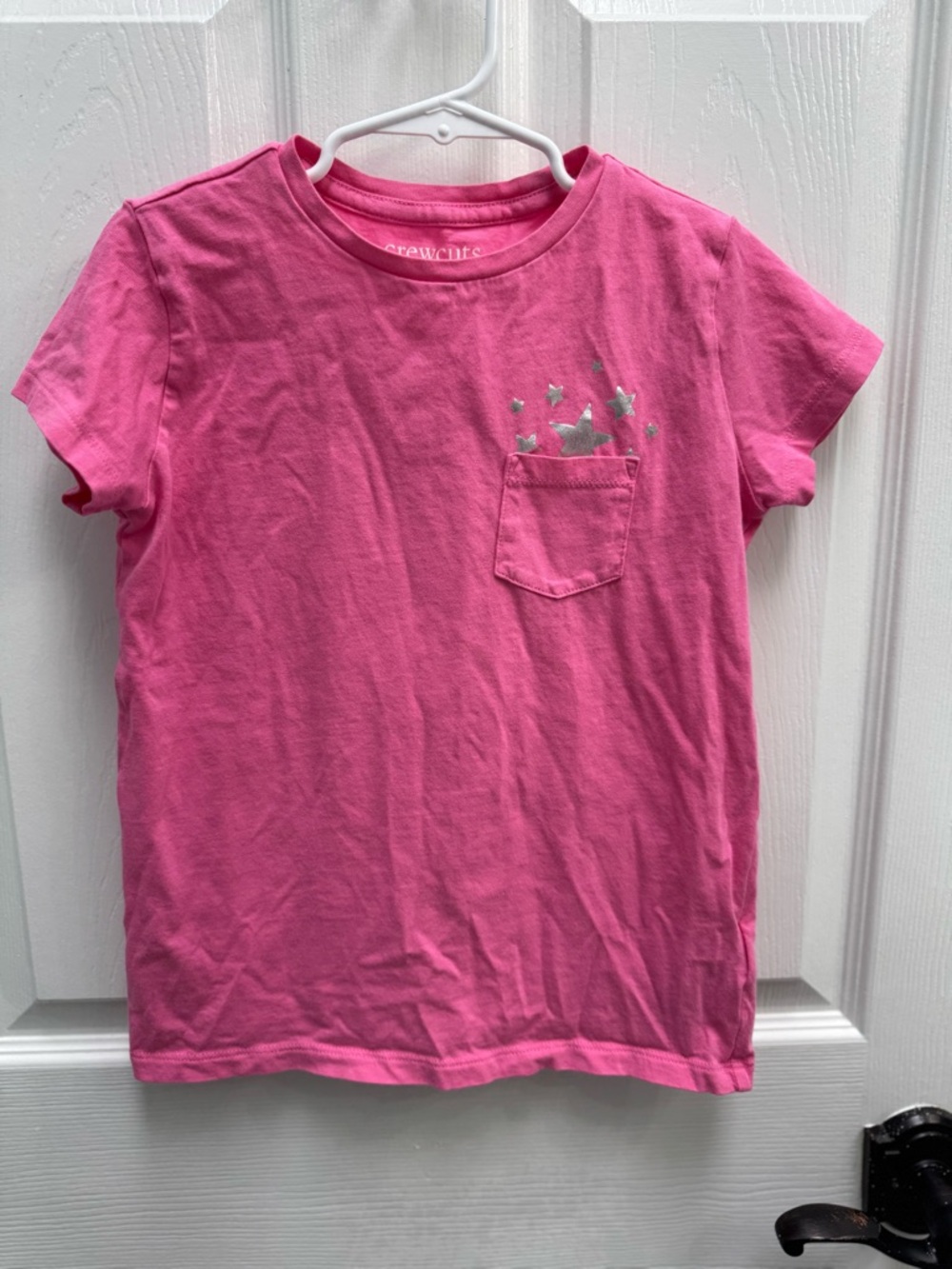 Crewcuts Bright Pink Pocket Tee with Silver Stars
